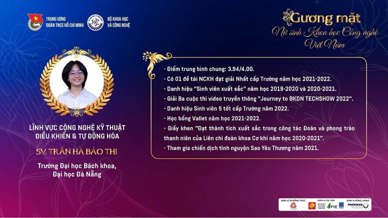 Hai nữ sinh viên của Đại học Đà Nẵng được trao Giải thưởng "Nữ sinh Khoa học Công nghệ Việt Nam năm 2022"